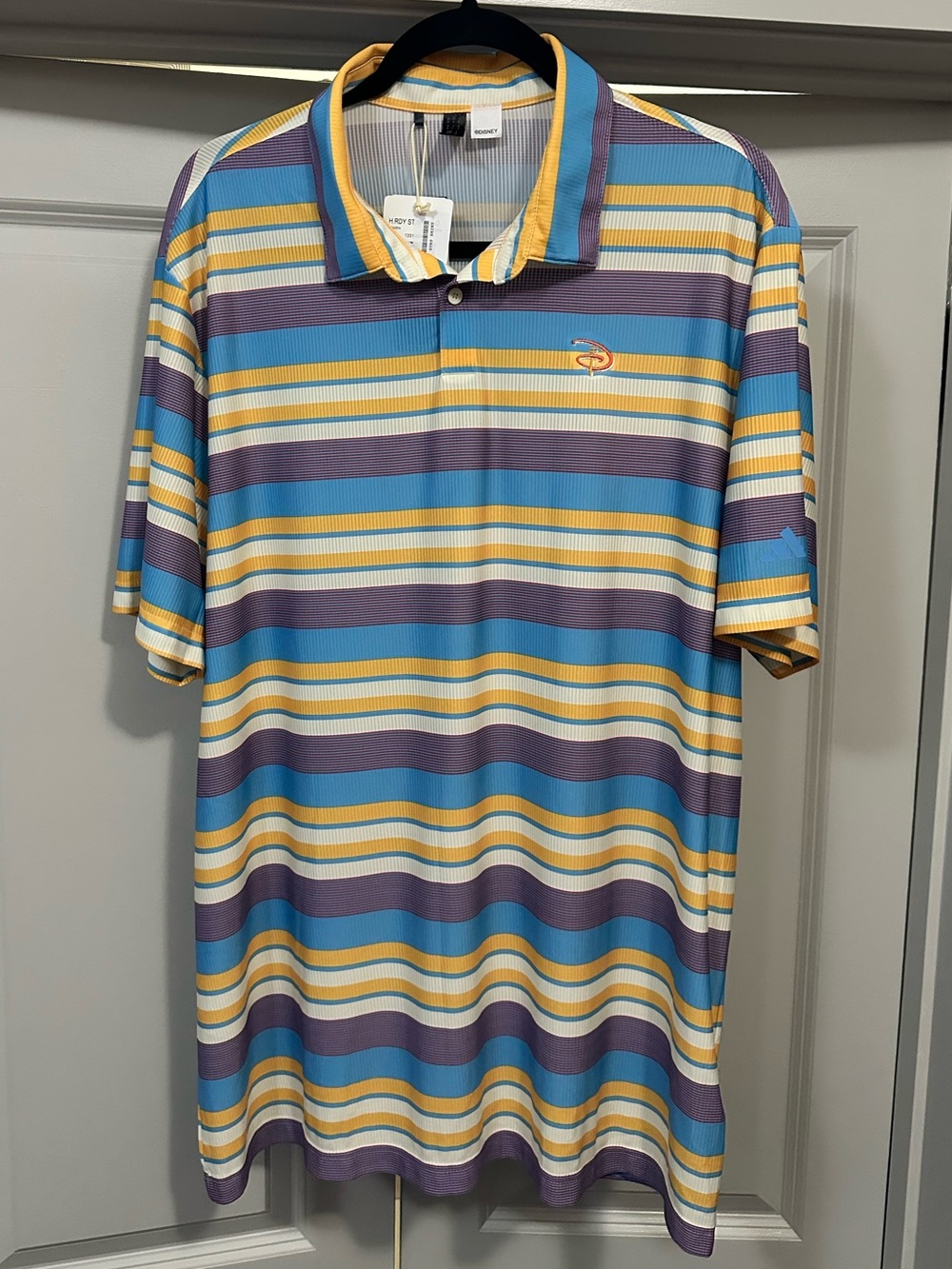 adidas disney world golf ultimate365 heat.rdy striped polo shirt